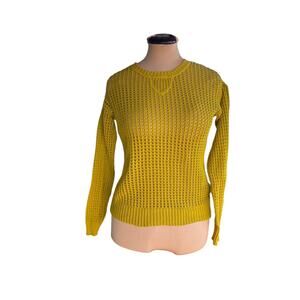 Semi Sheer Mesh Sweater Sz. S - Chartreuse Green, Edgy, Long Sleeve